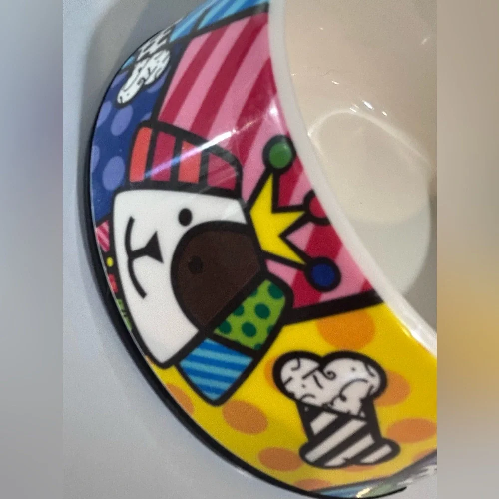 Romero Britto CRITTER 140oz Large Dog Bowl Pop Art Colorful Pet Dish
